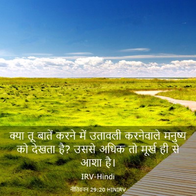 Picture 03 - नीतिवचन 29:20 HINIRV - क्या तू बातें करने - Bible Verse Picture