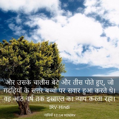 Picture 03 - न्यायियों 12:14 HINIRV - और उसके चालीस बेटे - Bible Verse Picture