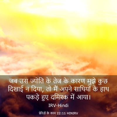Picture 03 - प्रेरितों के काम 22:11 HINIRV - जब उस ज्योति के तेज - Bible Verse Picture