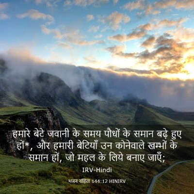 Picture 03 - भजन संहिता 144:12 HINIRV - हमारे बेटे जवानी - Bible Verse Picture
