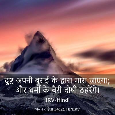 Picture 03 - भजन संहिता 34:21 HINIRV - दुष्ट अपनी बुराई - Bible Verse Picture