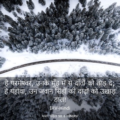 Picture 03 - भजन संहिता 58:6 HINIRV - हे परमेश्‍वर, उनके - Bible Verse Picture