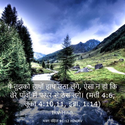 Picture 03 - भजन संहिता 91:12 HINIRV - वे तुझको हाथों हाथ - Bible Verse Picture