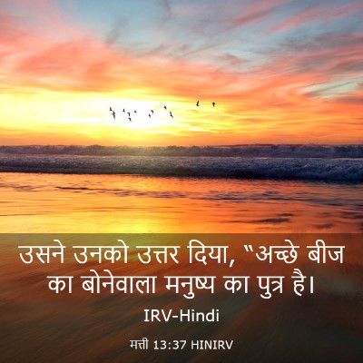 Picture 03 - मत्ती 13:37 HINIRV - उसने उनको उत्तर - Bible Verse Picture