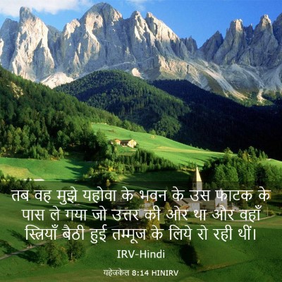Picture 03 - यहेजकेल 8:14 HINIRV - तब वह मुझे यहोवा के - Bible Verse Picture