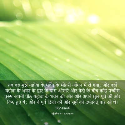 Picture 03 - यहेजकेल 8:16 HINIRV - तब वह मुझे यहोवा के - Bible Verse Picture