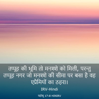 Picture 03 - यहोशू 17:8 HINIRV - तप्पूह की भूमि तो - Bible Verse Picture