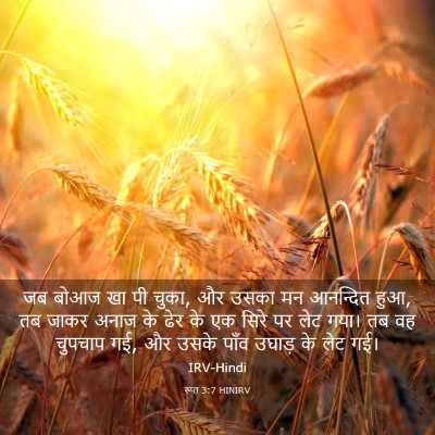 Picture 03 - रूत 3:7 HINIRV - जब बोआज खा पी चुका, - Bible Verse Picture