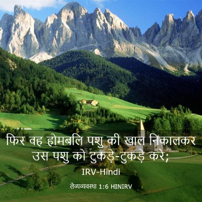 Picture 03 - लैव्यव्यवस्था 1:6 HINIRV - फिर वह होमबलि पशु - Bible Verse Picture