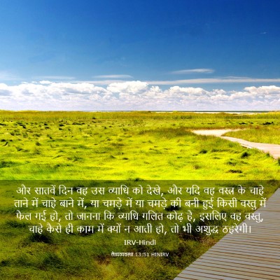 Picture 03 - लैव्यव्यवस्था 13:51 HINIRV - और सातवें दिन वह उस - Bible Verse Picture