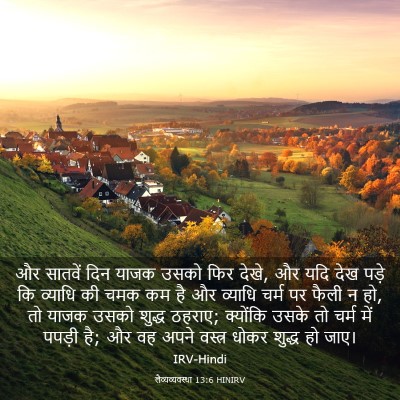 Picture 03 - लैव्यव्यवस्था 13:6 HINIRV - और सातवें दिन याजक - Bible Verse Picture