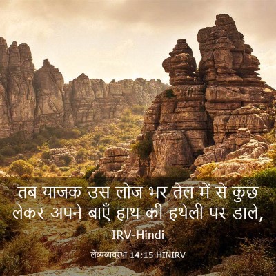 Picture 03 - लैव्यव्यवस्था 14:15 HINIRV - तब याजक उस लोज भर - Bible Verse Picture