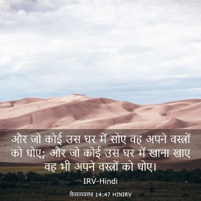 Picture 03 - लैव्यव्यवस्था 14:47 HINIRV - और जो कोई उस घर में - Bible Verse Picture