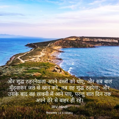 Picture 03 - लैव्यव्यवस्था 14:8 HINIRV - और शुद्ध - Bible Verse Picture