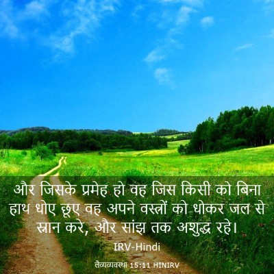 Picture 03 - लैव्यव्यवस्था 15:11 HINIRV - और जिसके प्रमेह हो - Bible Verse Picture