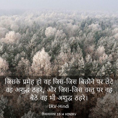 Picture 03 - लैव्यव्यवस्था 15:4 HINIRV - जिसके प्रमेह हो वह - Bible Verse Picture