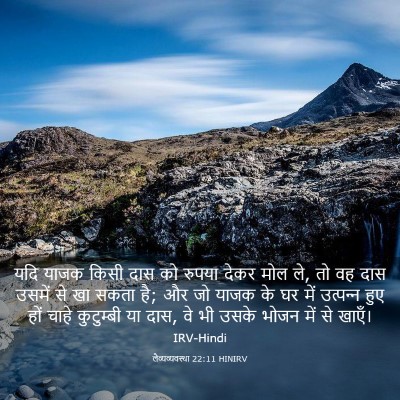 Picture 03 - लैव्यव्यवस्था 22:11 HINIRV - यदि याजक किसी दास - Bible Verse Picture