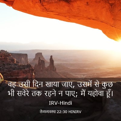 Picture 03 - लैव्यव्यवस्था 22:30 HINIRV - वह उसी दिन खाया - Bible Verse Picture