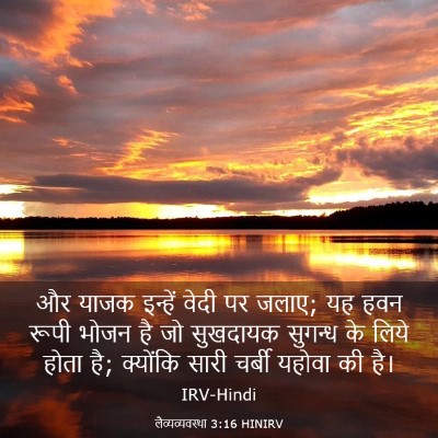 Picture 03 - लैव्यव्यवस्था 3:16 HINIRV - और याजक इन्हें - Bible Verse Picture