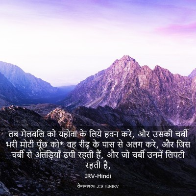 Picture 03 - लैव्यव्यवस्था 3:9 HINIRV - तब मेलबलि को यहोवा - Bible Verse Picture