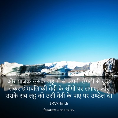 Picture 03 - लैव्यव्यवस्था 4:30 HINIRV - और याजक उसके लहू - Bible Verse Picture