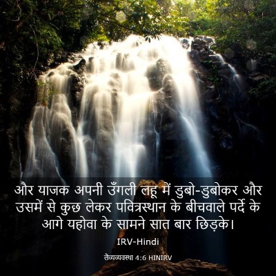 Picture 03 - लैव्यव्यवस्था 4:6 HINIRV - और याजक अपनी उँगली - Bible Verse Picture