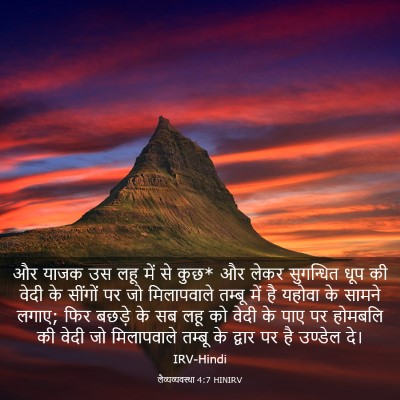 Picture 03 - लैव्यव्यवस्था 4:7 HINIRV - और याजक उस लहू में - Bible Verse Picture