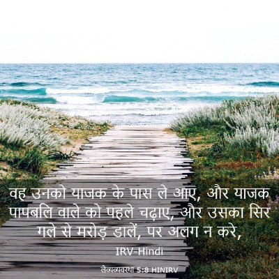 Picture 03 - लैव्यव्यवस्था 5:8 HINIRV - वह उनको याजक के पास - Bible Verse Picture