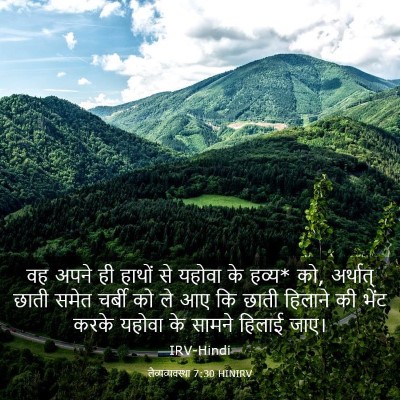 Picture 03 - लैव्यव्यवस्था 7:30 HINIRV - वह अपने ही हाथों से - Bible Verse Picture