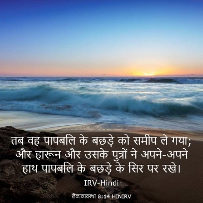 Picture 03 - लैव्यव्यवस्था 8:14 HINIRV - तब वह पापबलि के - Bible Verse Picture