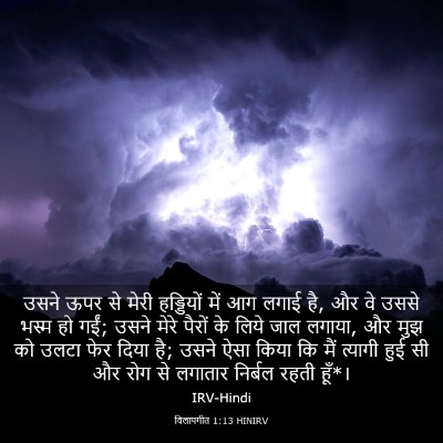 Picture 03 - विलापगीत 1:13 HINIRV - उसने ऊपर से मेरी - Bible Verse Picture