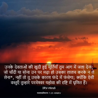 Picture 03 - व्यवस्थाविवरण 7:25 HINIRV - उनके देवताओं की - Bible Verse Picture