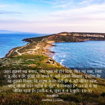 Picture 03 - व्यवस्थाविवरण 8:3 HINIRV - उसने तुझको नम्र - Bible Verse Picture