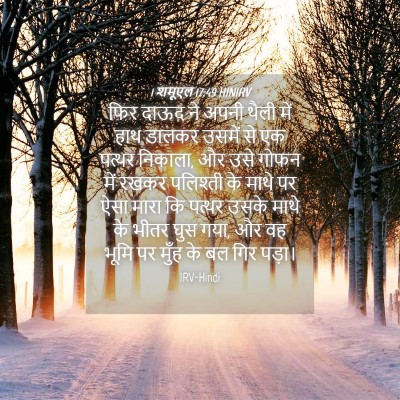 Picture 04 - 1 शमूएल 17:49 HINIRV - फिर दाऊद ने अपनी - Bible Verse Picture