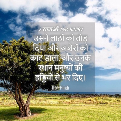 Picture 04 - 2 राजाओं 23:14 HINIRV - उसने लाठों को तोड़ - Bible Verse Picture