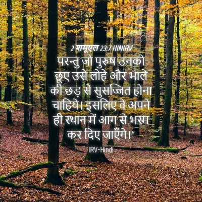 Picture 04 - 2 शमूएल 23:7 HINIRV - परन्तु जो पुरुष - Bible Verse Picture