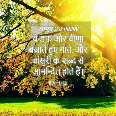Picture 04 - अय्यूब 21:12 HINIRV - वे डफ और वीणा बजाते - Bible Verse Picture