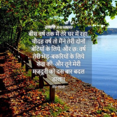 Picture 04 - उत्पत्ति 31:41 HINIRV - बीस वर्ष तक मैं - Bible Verse Picture