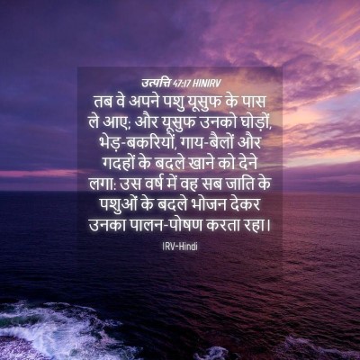 Picture 04 - उत्पत्ति 47:17 HINIRV - तब वे अपने पशु - Bible Verse Picture