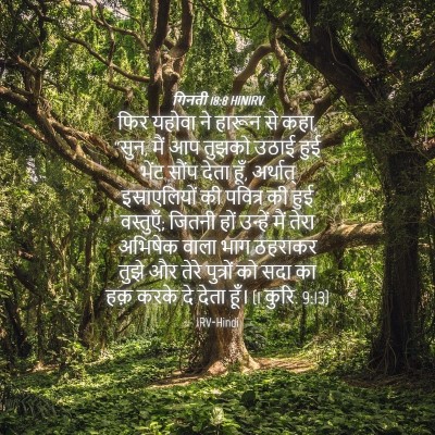 Picture 04 - गिनती 18:8 HINIRV - फिर यहोवा ने हारून - Bible Verse Picture