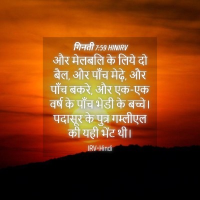 Picture 04 - गिनती 7:59 HINIRV - और मेलबलि के लिये - Bible Verse Picture