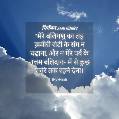Picture 04 - निर्गमन 23:18 HINIRV - “मेरे बलिपशु का - Bible Verse Picture