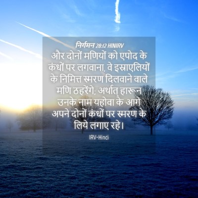 Picture 04 - निर्गमन 28:12 HINIRV - और दोनों मणियों को - Bible Verse Picture