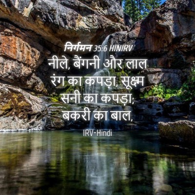 Picture 04 - निर्गमन 35:6 HINIRV - नीले, बैंगनी और लाल - Bible Verse Picture