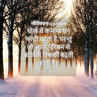 Picture 04 - नीतिवचन 13:11 HINIRV - धोखे से कमाया धन - Bible Verse Picture