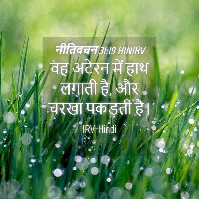 Picture 04 - नीतिवचन 31:19 HINIRV - वह अटेरन में हाथ - Bible Verse Picture