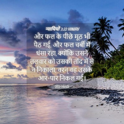 Picture 04 - न्यायियों 3:22 HINIRV - और फल के पीछे मूठ - Bible Verse Picture