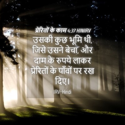Picture 04 - प्रेरितों के काम 4:37 HINIRV - उसकी कुछ भूमि थी, - Bible Verse Picture