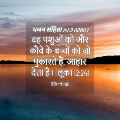 Picture 04 - भजन संहिता 147:9 HINIRV - वह पशुओं को और कौवे - Bible Verse Picture