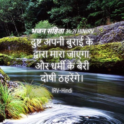 Picture 04 - भजन संहिता 34:21 HINIRV - दुष्ट अपनी बुराई - Bible Verse Picture